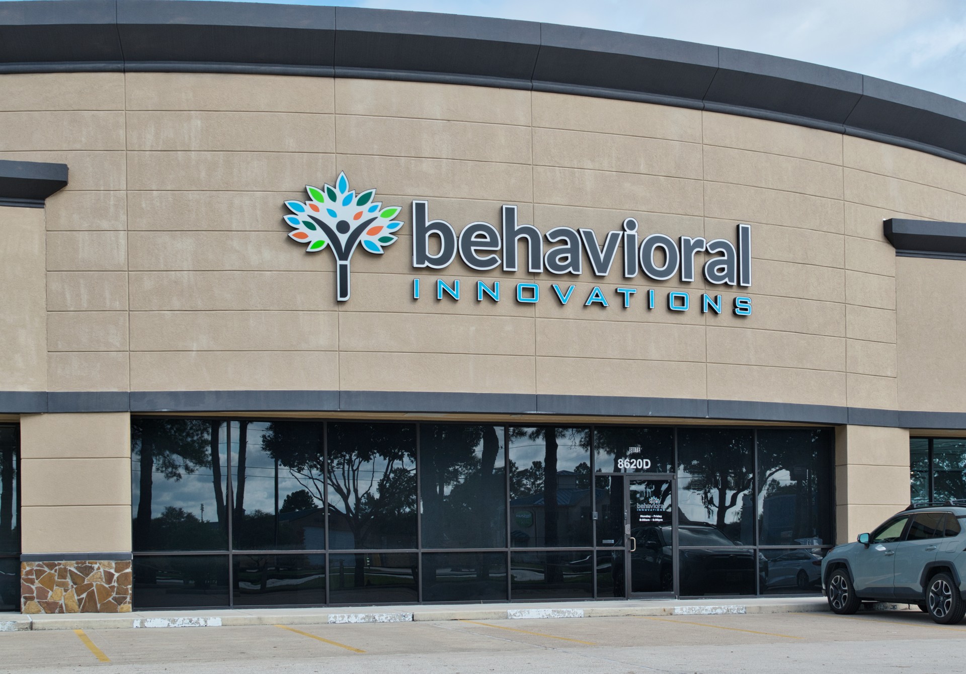 Behavioral Innovations building storefront exterior in Houston, TX.